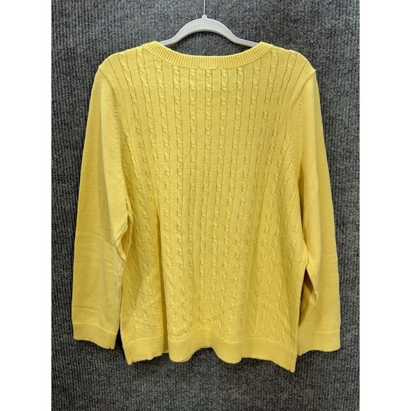 Talbots Button Shoulder Sweater Top Womens 2X Yellow Cable Knit Crewneck NWOT - Picture 2 of 8